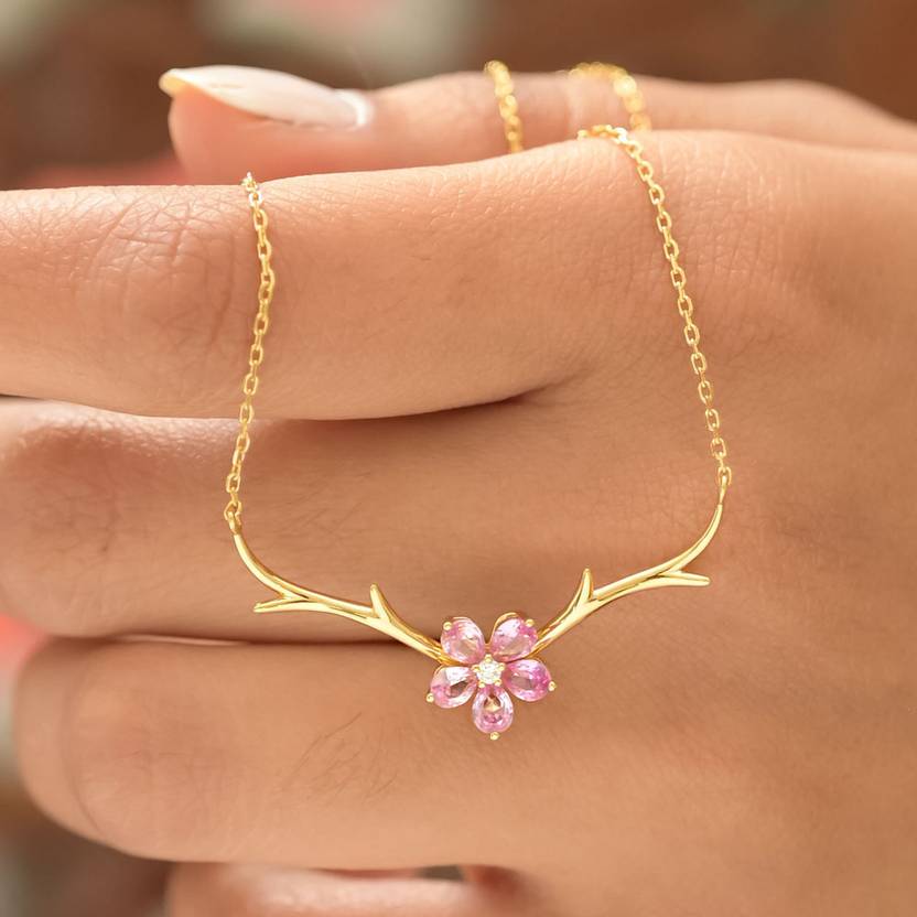  Cherry Flower Necklace- 18k Gold Vermeil view 2