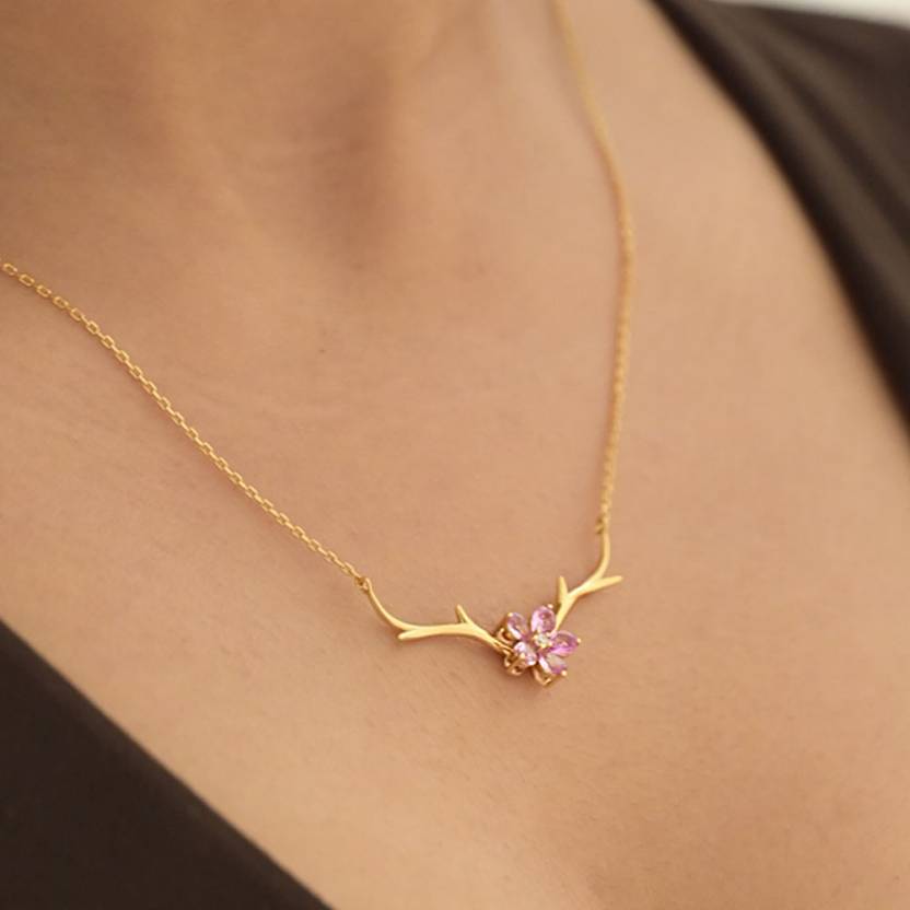  Cherry Flower Necklace- 18k Gold Vermeil view 3