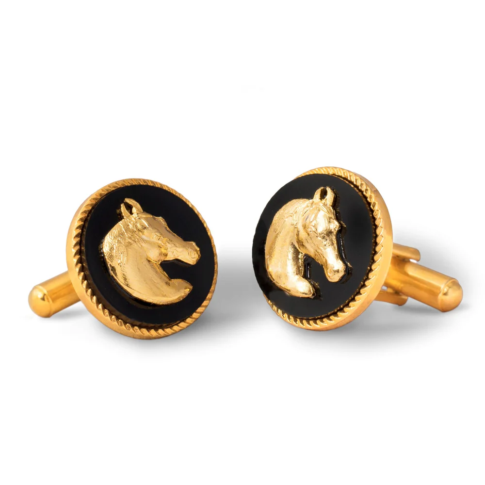 Horse Gold Plated Cufflinks (Black)