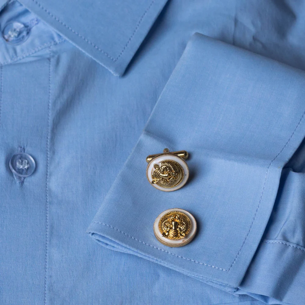 Tiger Enamel Gold Plated Cufflinks (White) view 3