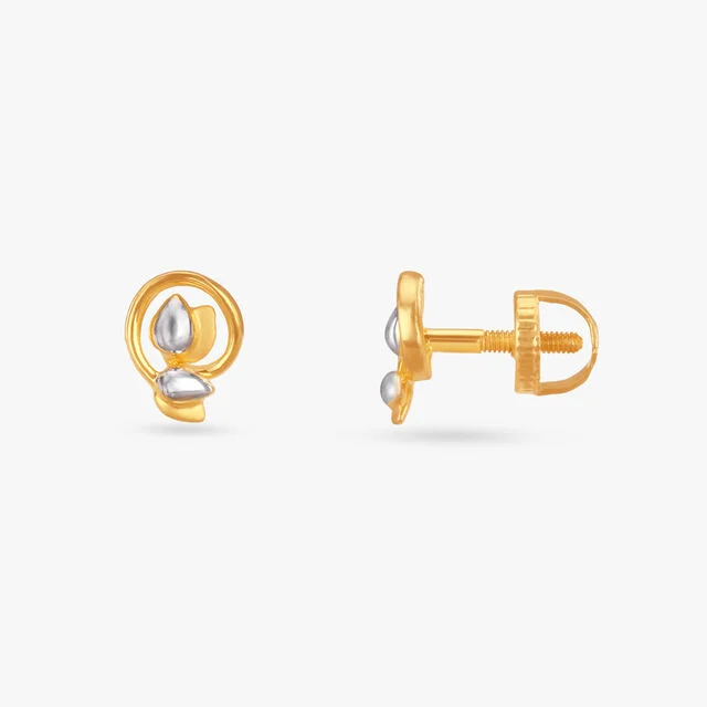 Little Twisty Gold Stud Earrings for Kids view 2