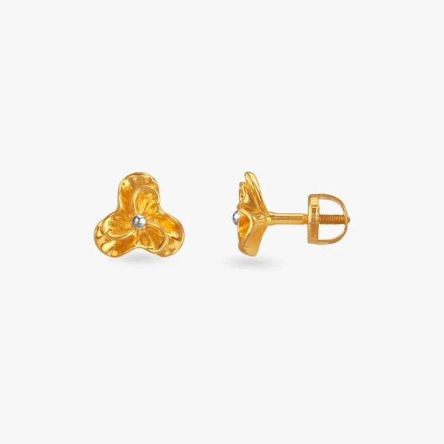 Little Loop Gold Stud Earrings for Kids view 2