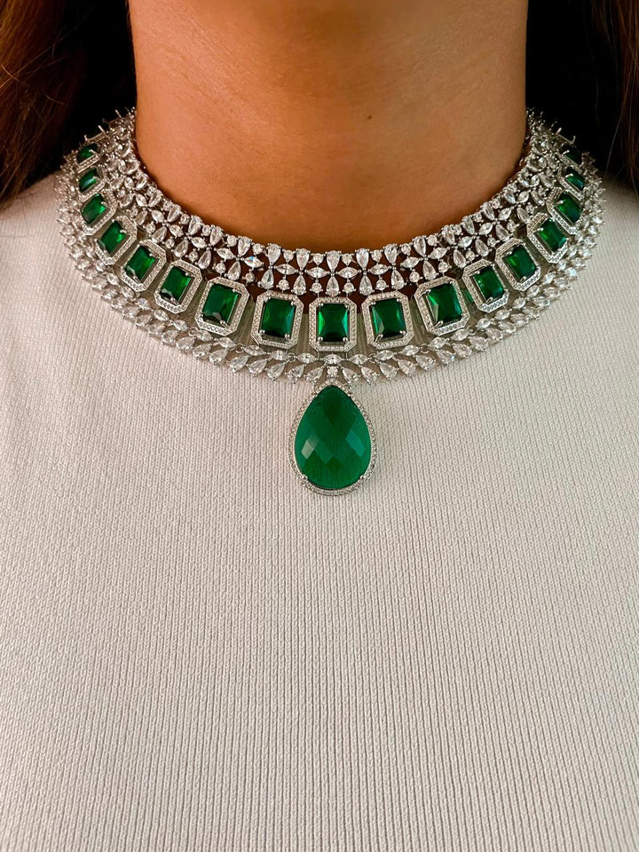  Emerald Drop Dimonte Floral Necklace