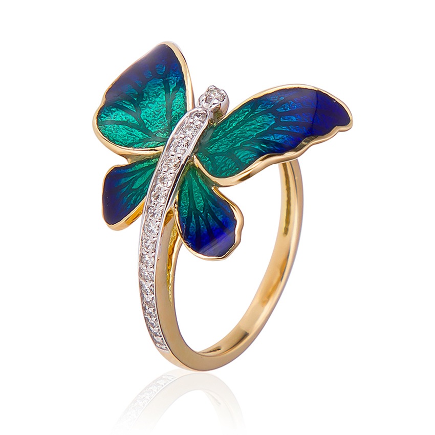  Flare Blue Butterfly Diamond Ring view 3
