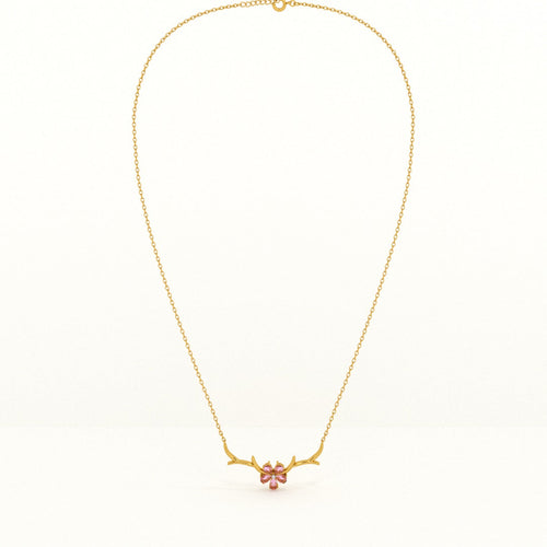  Cherry Flower Necklace- 18k Gold Vermeil
