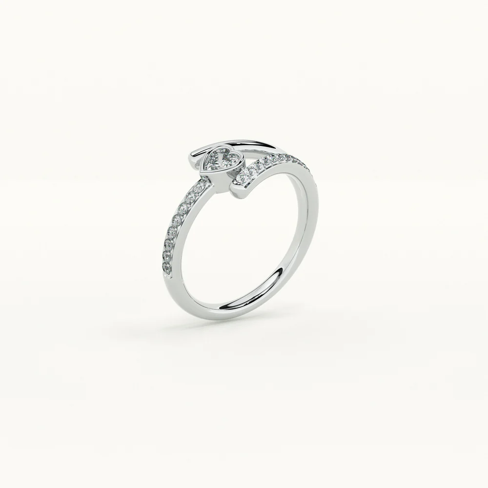 Together as One Heart Silver Ring view 2